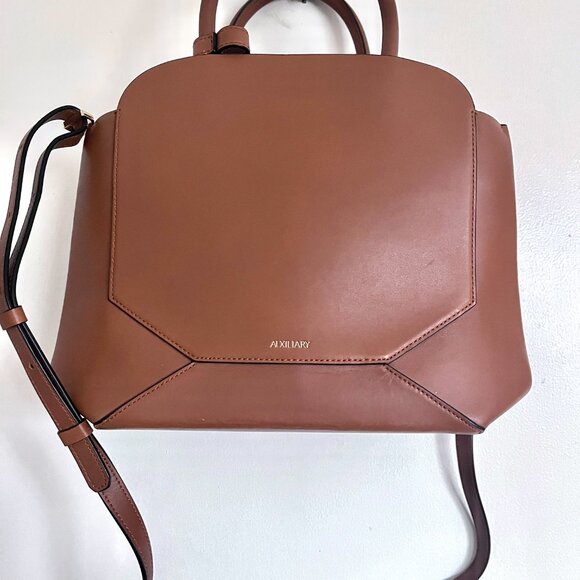 Auxiliary brown leather Bega Satchel bag - Picture 1 of 7